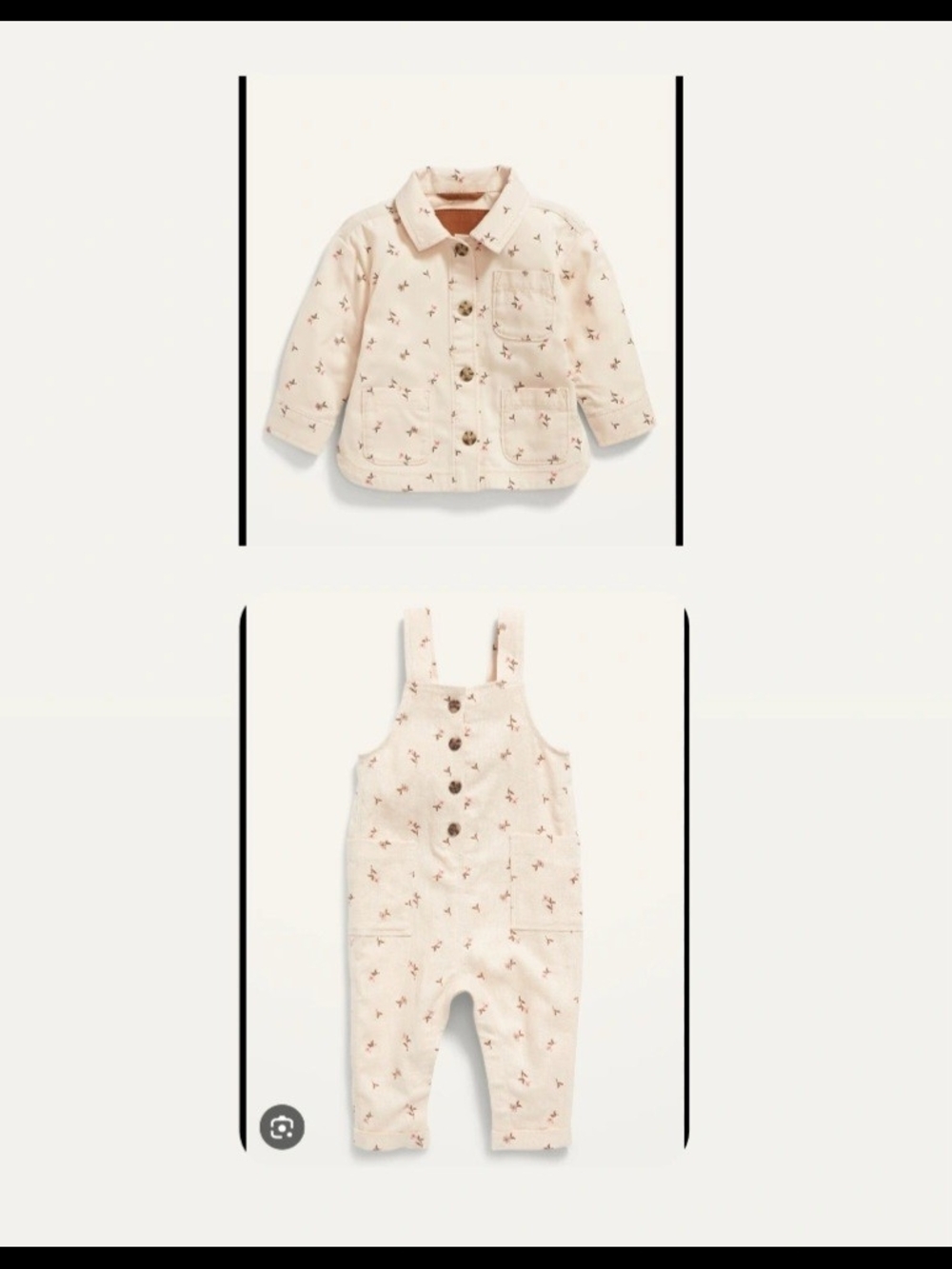 Old Navy Cream Floral Button-Front Jacket & Overall Set